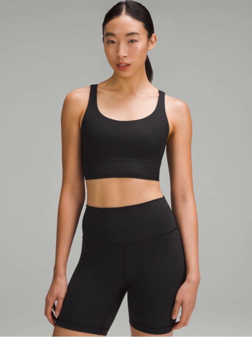 Lululemon Energy Ribbed Longline Bra Medium Support, B–D Cups
Black / Black